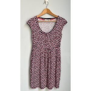 BODEN sz 8P UK 4P US cap sleeve empire waist dress with tiny houses print EUC
